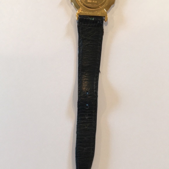 Vintage Gucci Black Leather Band Gold Tone Watch 3400F M - Picture 8 of 12